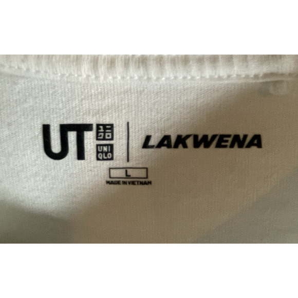 Uniqlo x Lakwena Size L White Cotton Tee T Shirt Your Love Keeps Lifting Me High - Picture 6 of 11